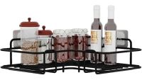 Настенная угловая полка Jiner JE-963 в ванную для принадлежностей, Навесной органайзер держатель с 2 крючками 26.5х26.5х9.5см для ванной на стену
