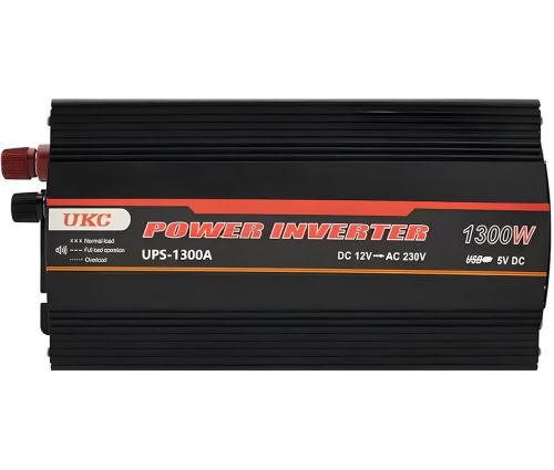 Автомобільний перетворювач інвертор UKC UPS-1300A 12V-220V 1300W автоперетворювач напруги із зарядним від мережі та акумулятора 12В 220В