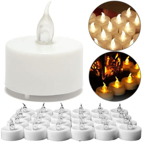 Набір світлодіодних палаючих свічок Flameless Tealight 24 штуки LED Свічка з імітацією полум'я і підсвічуванням на батарейках для освітлення білі