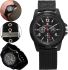 Мужские наручные армейские часы Swiss Army кварцевые часы Quartz на руку с ремешком из нейлона 29 см Черные