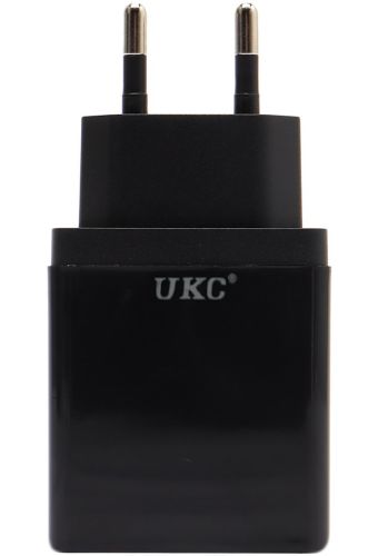 Мережевий зарядний пристрій Fast Charge USB Type-C UKC PD-889 Black блок живлення на 2 порти, адаптер зарядка для телефону смартфона Android Чорний