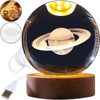Кришталева куля-нічник Сатурн 3D Creative Visualization Lamp M-8062S світлодіодний LED нічник, Скляна куля світильник на акумуляторі від USB 