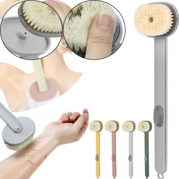 Масажна щітка Body brush CS96T з довгою ручкою для душу з ємністю для миючого засобу, щітка LY-588 36 см з дозатором для масажу спини і тіла
