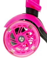 Трехколесный детский самокат беговел Scooter FYS-2864 Pink 5 в 1 со складным сиденьем, родительской ручкой и светящимися колесами для детей Розовый
