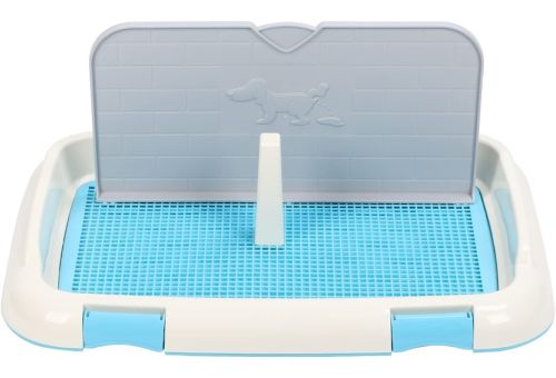 Лоток для собак зі стовпчиком і стінкою Dog Toilet UniZoo 47. 5x36 см двошаровий туалет з рамкою і сіткою під пелюшку для собак із захистом від бризок