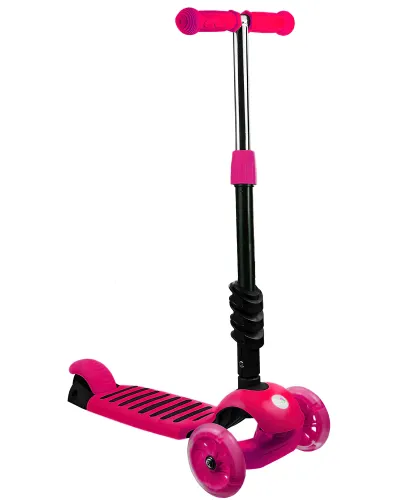 Трехколесный детский самокат беговел Scooter FYS-2864 Pink 5 в 1 со складным сиденьем, родительской ручкой и светящимися колесами для детей Розовый