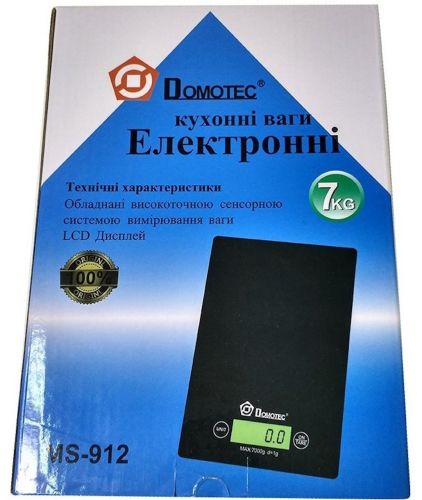 Кухонні електронні ваги Domotec MS-912 від 1 гр до 7 кг, прямокутні сенсорні ваги MX-402 з плоскою платформою для зважування продуктів білі