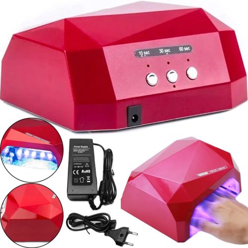 УФ лампа Beauty nail Diamond D-058 CCF + LED 36W для маникюра и педикюра Гибридная лампа для сушки ногтей, гель лака 36Вт с таймером Розовая