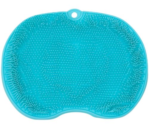 Силіконовий масажний килимок Чистюля Shower Foot Scrubber Mat LY-379 для спини і ніг на присосках, Настінна нековзна щітка для душу Бірюзовий