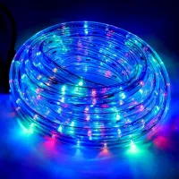 Светодиодная гибкая гирлянда Дюралайт Rope Lights G-38 10 м уличная и внутренняя цветная LED гирлянда с RGB контролером от сети Multicolor 3528