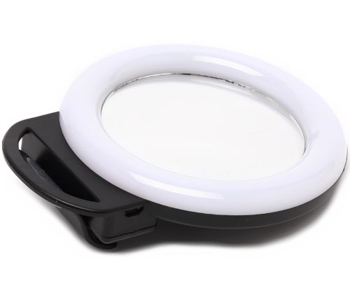 Светодиодное LED селфи кольцо Selfie Ring Light A4S 11.5 см аккумуляторная RGB лампа с зажимом, кольцевая подсветка с зеркалом на телефон USB H8-1