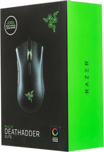 Ігрова дротова комп'ютерна мишка Razer DeathAdder Elite 16000dpi з RGB підсвічуванням для ПК, геймерська USB миша для комп'ютера і ноутбука Чорна