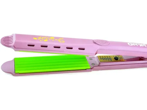 Керамічний утюжок гофре GEMEI GM-2957 50W для випрямлення і укладання волосся, щипці випрямляч з швидким нагріванням 4 температурних режиму Рожевий