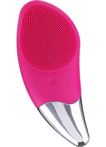 Електрична силіконова щітка масажер Sonic Facial Brush BR - 020 для масажу обличчя, Щітка для чищення та вмивання обличчя з вібрацією від USB рожева