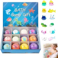 Подарунковий набір бомбочок Bath Bomb Gift (12 штук) для ванни з іграшкою-сюрпризом, дитячі спа-бомбочки «Морські мешканці» для ванни з іграшками