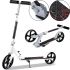Двоколісний складаний самокат Scooter 888 BT-3 Білий з підніжкою і регулюванням висоти для підлітків 110 кг, Міський прямий самокат колеса 200мм