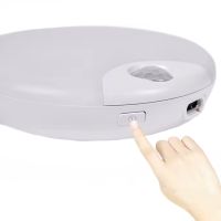 Настенный светодиодный светильник Sanso LED 15W-NW-SE с датчиком движения, потолочный аккумуляторный круглый фонарь BT001 4000K IP44 на стену Белый