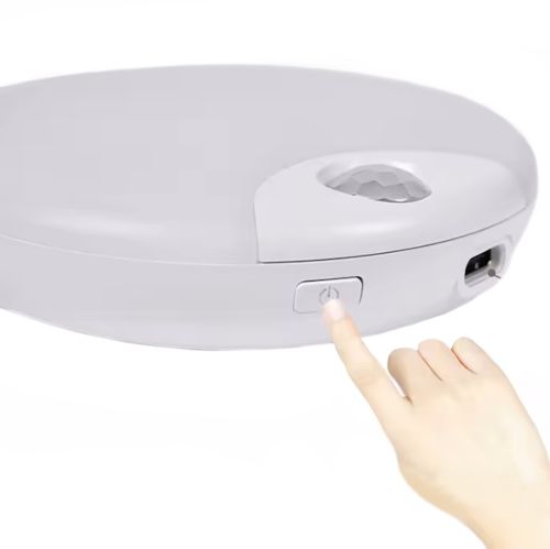 Настенный светодиодный светильник Sanso LED 15W-NW-SE с датчиком движения, потолочный аккумуляторный круглый фонарь BT001 4000K IP44 на стену Белый