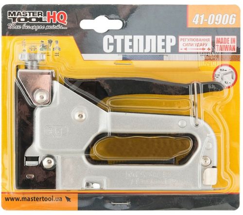 Ручний пружинний степлер MasterTool 41-0906 для скоб R53 4-14 мм будівельний ресорний інструмент із плавним регулюванням сили удару Gun Powerful