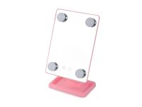 Настільне Косметичне дзеркало Cosmetie mirror 360 Rotation Angel з LED підсвічуванням для макіяжу, компактне прямокутне сенсорне дзеркало Рожеве