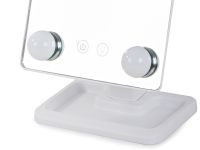 Настільне Косметичне дзеркало Cosmetie mirror 360 Rotation Angel з LED підсвічуванням для макіяжу, компактне прямокутне сенсорне дзеркало біле