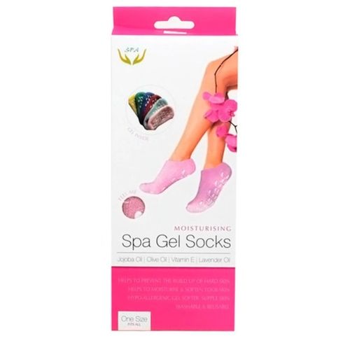 Зволожуючі гелеві шкарпетки для педикюру SPA Gel Socks рожеві, косметичні шкарпетки для СПА процедур з антиковзаючим покриттям і зволожуючим гелем