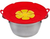 Силіконова кришка невикіпайка Spill Stopper Lid 28 см багаторазовий кухонний прилад на каструлю і сковорідку з захистом від википання води червоний