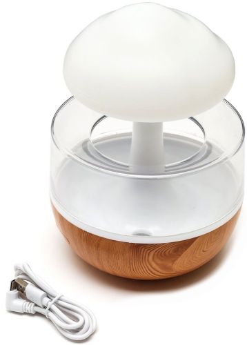 Акумуляторний зволожувач повітря нічник Гриб Cloud Rain Humidifier 300 мл настільний аромадифузор з ефектом дощу і RGB LED підсвічуванням USB