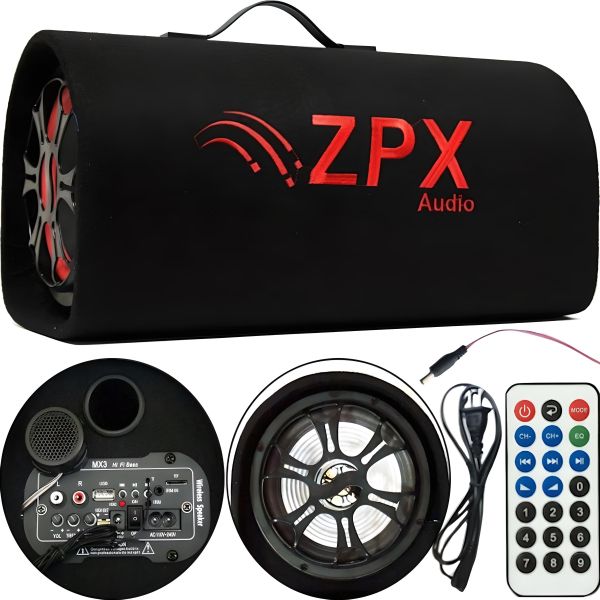 Автомобільний Активний Bluetooth сабвуфер бочка ZPX ZX-10SUB 1000W 10 " дюймів з вбудованим підсилювачем і пультом, Автомобільна колонка саб в машину