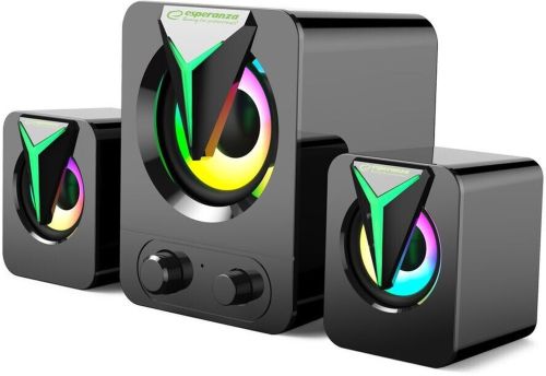 Музичні комп'ютерні колонки Hotmai Speaker FT-25-2.1 з RGB підсвічуванням для ПК, акустична система з сабвуфером і сателітами 9W USB 3.5 мм FT-25