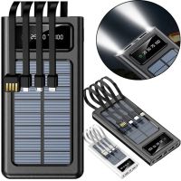 Зарядное устройство Power bank YM-485 Solar 10000 mAh c набором кабелей 4в1 Внешний аккумулятор на солнечной батарее Type-C MicroUSB Lightning