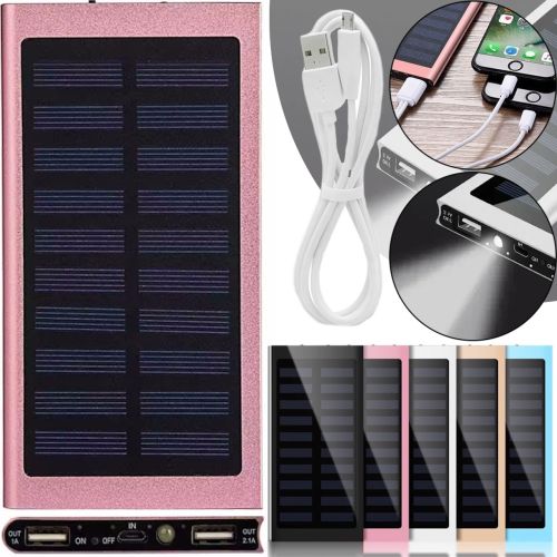 Портативний зарядний батарея Power Bank Solar Water Cube 20000 mAh з сонячною панеллю, зовнішній акумулятор повербанк USB 2,1 а 20000мАч з ліхтариком