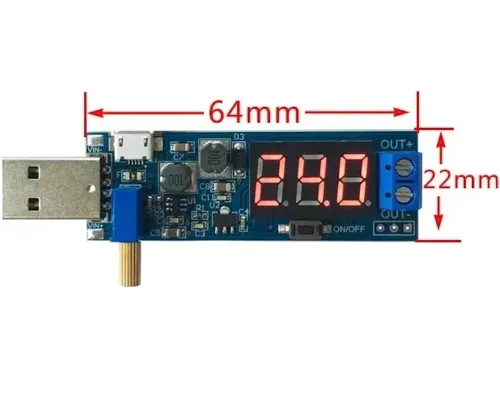 Універсальний понижуючий підвищуючий перетворювач USB WX - 6423 DC-DC 3.5-12V 1.2-24V Модуль перетворення напруги 3.5-12В 1.2 - 24В з вольтметром