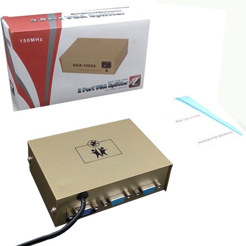 Спліттер VGA KV-FJ1502A Splitter, Комутатор 150MHz 2 Port два порти з адаптером розгалужувач VGA