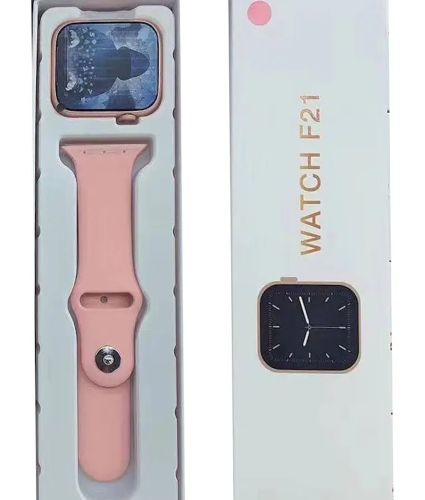 Розумні наручні смарт годинник Smart Watch F21 Pink голосовий виклик, функції фітнесу та здоров'я Bluetooth з бездротовою зарядкою IOS Android рожеві