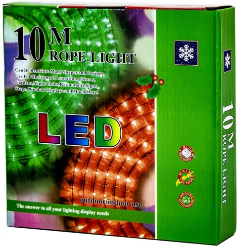 Светодиодная гибкая гирлянда Дюралайт Rope Lights G-38 10 м уличная и внутренняя цветная LED гирлянда с RGB контролером от сети Multicolor 3528