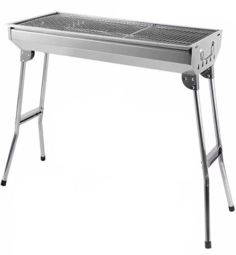 Переносний розкладний мангал Stainless Steel Grill GP-4273 для шашлику і барбекю, Гриль зі знімною сіткою 48х33х59 см на деревному вугіллі і дровах