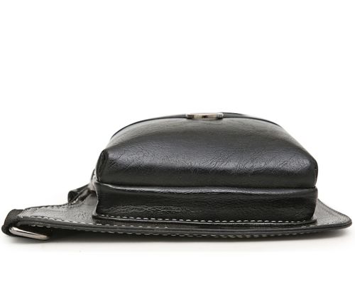 Мужская сумка рюкзак через плечо Jeep Bags 777 38х18 см нагрудная сумка бананка на грудь с отверстием для наушников из искусственной кожи Черная