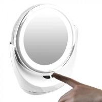 Настольное круглое косметическое зеркало Mirror Lamp YT-M513 с LED подсветкой и увеличением для макияжа, Увеличительное зеркало на подставке Белое