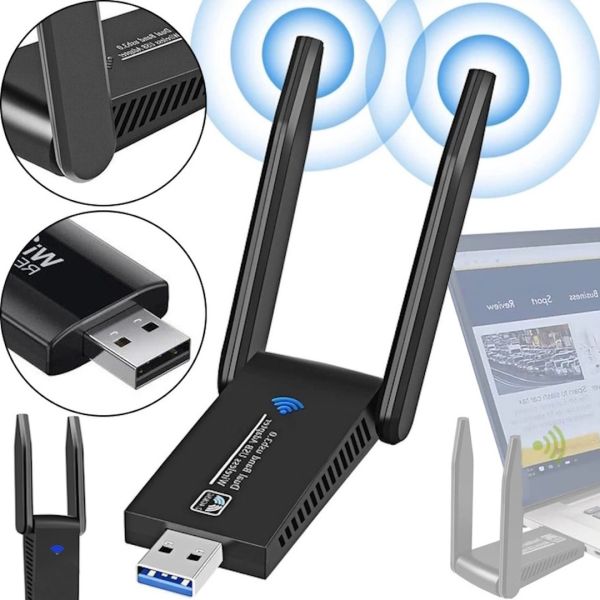 Двохдіапазонний бездротовий Wi-Fi адаптер Digital Lion UWA-05 Wifi Репітер з USB 3.0 підключенням 2.4 ГГц + 5 ГГц 1300 Mbps 2 антени UWA05 Чорний