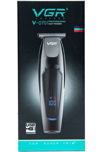 Бездротова акумуляторна машинка VGR V-070 для стрижки волосся, чоловічий окантовочний USB тример для бороди і вусів зі змінними насадками V070