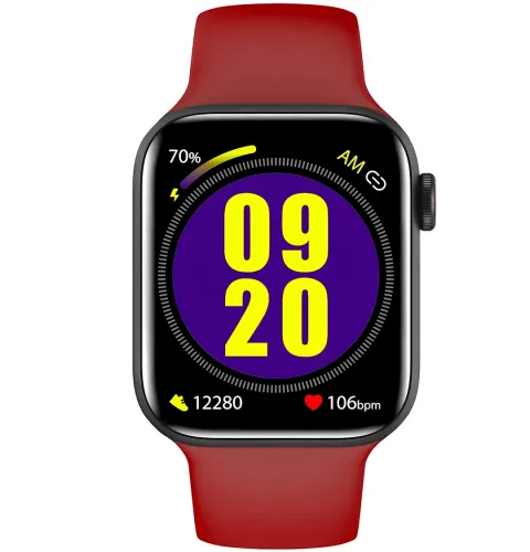 Наручний Смарт годинник Smart Watch T500 спортивний з мікрофоном, тонометром IP67 Aluminium 44mm Розумний годинник з функціями фітнесу та здоров'я Червоні
