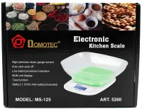 Кухонні електронні ваги Domotec MS-125 Зелені до 7 кг кулінарні ваги з чашею і підсвічуванням для зважування на батарейках Домотек MX-403