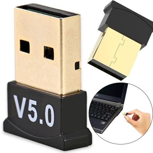 Міні адаптер USB Bluetooth V5.0 з підтримкою мікрофона для ПК, бездротової блютуз стерео приймач передавач для PC Windows 7, 8, 10 Чорний