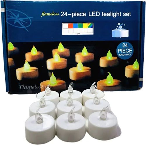Набір світлодіодних палаючих свічок Flameless Tealight 24 штуки LED Свічка з імітацією полум'я і підсвічуванням на батарейках для освітлення білі