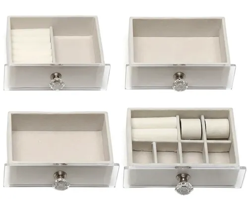 Шкатулка для зберігання ювелірних прикрас Jewelry Box LD-1033, акриловий органайзер із 6-секційними шухлядами для біжутерії та аксесуарів XL-1831