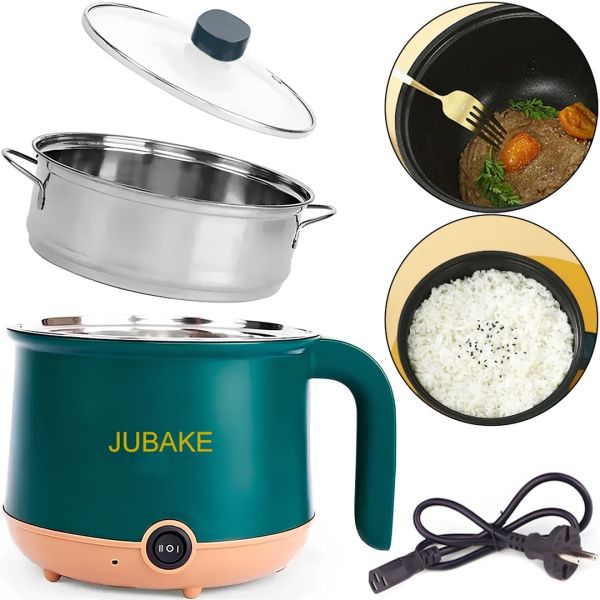 Електрична рисоварка Rice Cooker JU-551 1.8 л 600 W каструля пароварка для смаження і варіння з антипригарним покриттям і таймером Зелена Jubake
