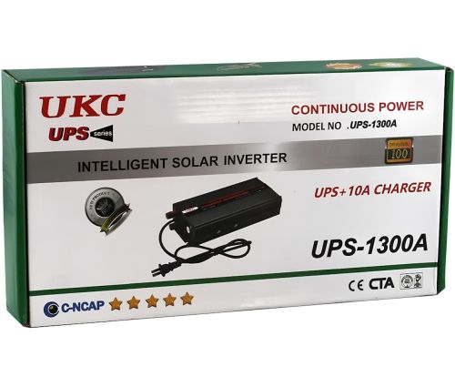 Автомобільний перетворювач інвертор UKC UPS-1300A 12V-220V 1300W автоперетворювач напруги із зарядним від мережі та акумулятора 12В 220В