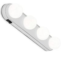 Подсветка на зеркало для макияжа Studio Glow 30х6 см беспроводной светильник с 4 LED лампами для зеркала, стекла с выключателем на присосках Белый