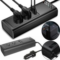 Автомобильный преобразователь напряжения с 12V на 220V Baseus RNBQ-A01 150W инвертор с быстрой зарядкой CN EU 2 розетки type-c USB от прикуривателя